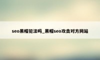 seo黑帽犯法吗_黑帽seo攻击对方网站