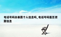 电话号码会暴露个人信息吗_电话号码是否泄露信息