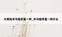 计算机木马程序是一种_木马程序是一种什么