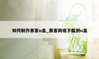 如何制作黑客u盘_黑客网络下载到u盘