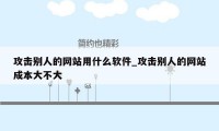 攻击别人的网站用什么软件_攻击别人的网站成本大不大