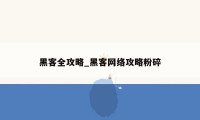 黑客全攻略_黑客网络攻略粉碎