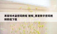 黑客技术盗密码教程 视频_黑客数字密码视频教程下载