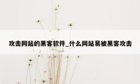 攻击网站的黑客软件_什么网站易被黑客攻击