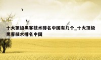 十大顶级黑客技术排名中国有几个_十大顶级黑客技术排名中国
