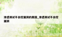渗透测试不会挖漏洞的原因_渗透测试不会挖漏洞