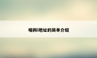 暗网i地址的简单介绍