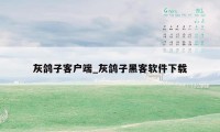 灰鸽子客户端_灰鸽子黑客软件下载