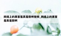 网络上的黑客是真是假啊视频_网络上的黑客是真是假啊