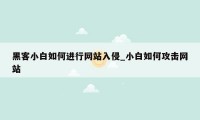 黑客小白如何进行网站入侵_小白如何攻击网站