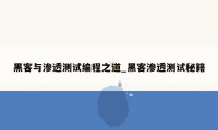 黑客与渗透测试编程之道_黑客渗透测试秘籍