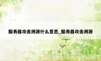 服务器攻击溯源什么意思_服务器攻击溯源