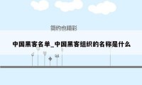中国黑客名单_中国黑客组织的名称是什么