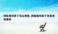 域名被攻击了怎么恢复_网站被攻击了会自动恢复吗