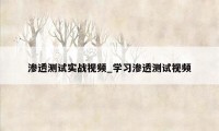 渗透测试实战视频_学习渗透测试视频