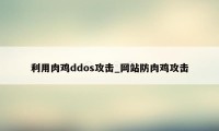 利用肉鸡ddos攻击_网站防肉鸡攻击