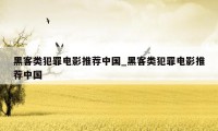 黑客类犯罪电影推荐中国_黑客类犯罪电影推荐中国