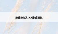渗透测试?_XA渗透测试