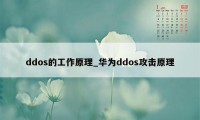 ddos的工作原理_华为ddos攻击原理