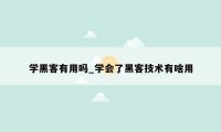 学黑客有用吗_学会了黑客技术有啥用