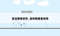 高仿黑客软件_各种假黑客软件