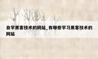 自学黑客技术的网站_有哪些学习黑客技术的网站