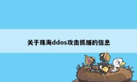 关于珠海ddos攻击抓捕的信息