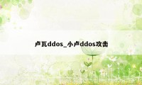 卢瓦ddos_小卢ddos攻击