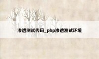 渗透测试代码_php渗透测试环境